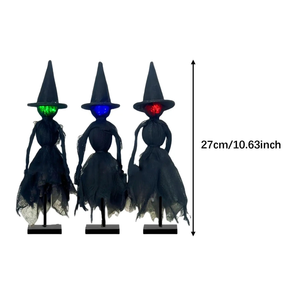 Primitive Witch Figurines Lighted Statues Handcraft Creative Craft Sculptures Halloween Decor for Party Shelf Mantel Indoor Quake