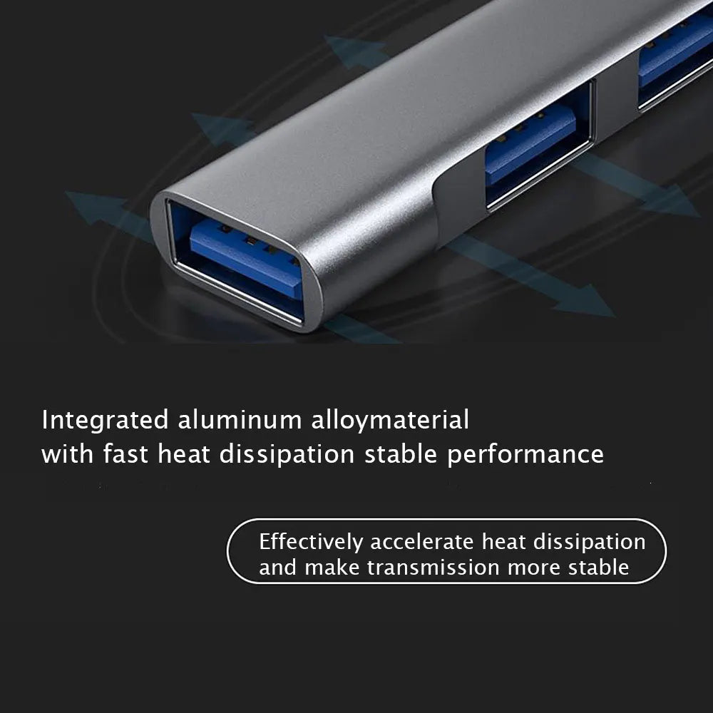 USB Type C HUB Dock 3.0 USB 3.0 2.0 Hub 4 Ports Multi Splitter Adapter OTG For PC Lenovo HUAWEI Xiaomi Macbook Aluminum Alloy Quake