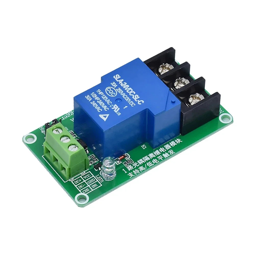 1 2 Channel Relay Module ONE TWO Channels 30A with Optocoupler Isolation 5V 12V 24V Supports High and Low Triger Trigger Quake