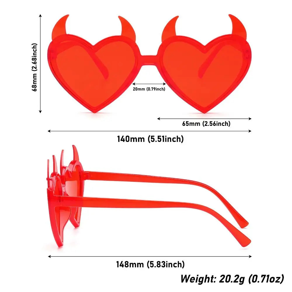 Devil Ears Heart Shape Sunglasses for Women Men Trendy UV Protection Sun Glasses Novel Party Halloween Cosplay Glasses Quake