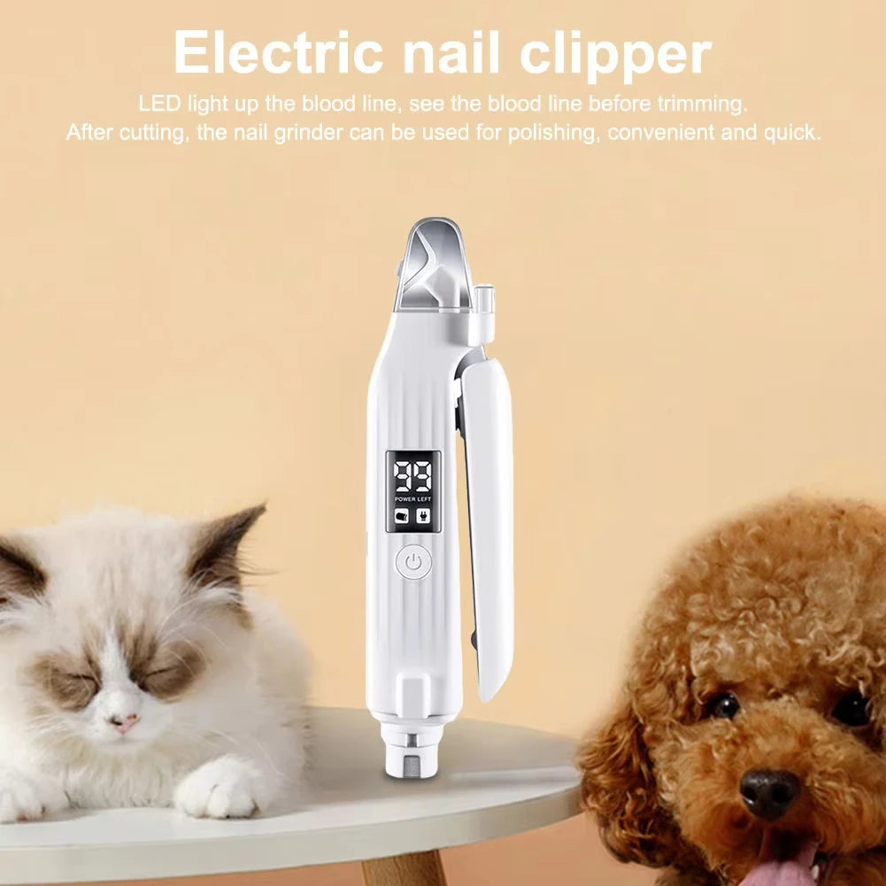 2 in 1 Electric Pet Nail Trimmer with LED Lights Pet Nail Grinder Dog Nail Trimmer and Grinder for Small Medium Large Dogs/Cats Quake