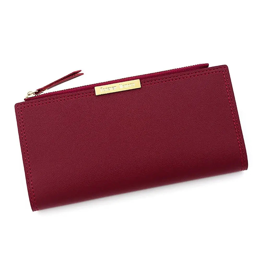 Multi-card Women's Long Wallet Portable PU Leather Card Holder Photo Holder Korean Style Note Compartments Purse Mother's Gift Quake RED