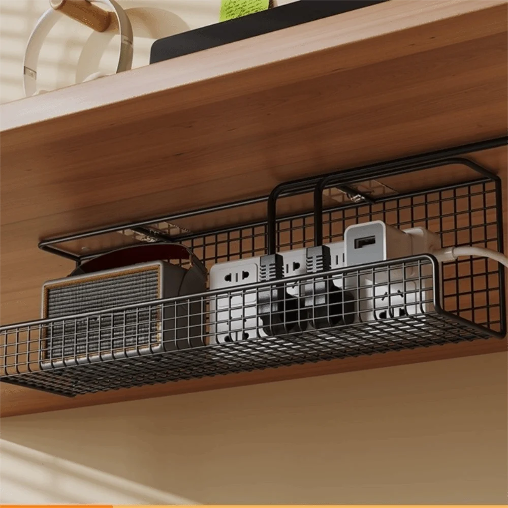 High Quality Under-desk Cable Management Tray No Drill Metal Wire Socket Storage with Clamp Desk Cable Organizer Office Quake