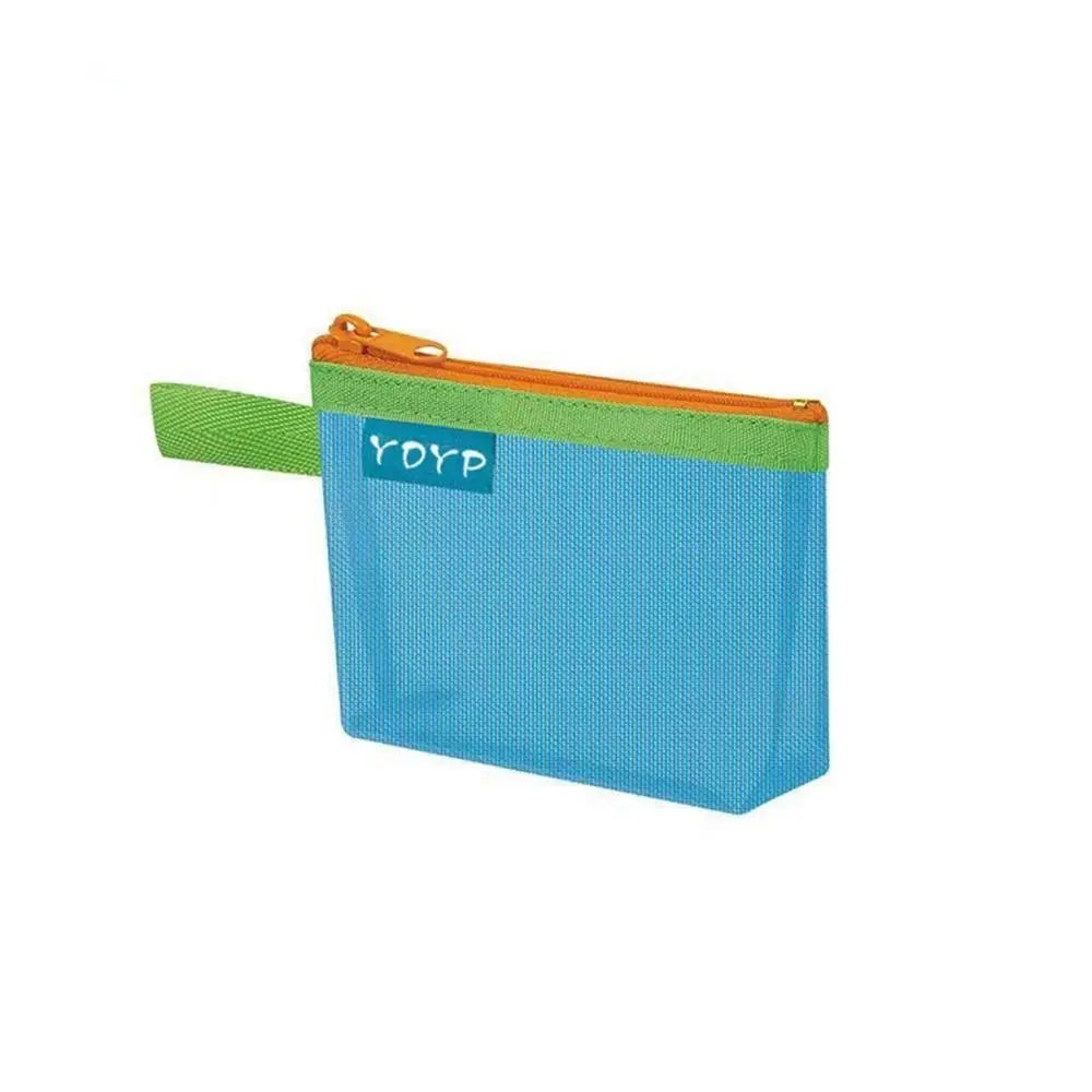 New Portable Zipper Pouch Transparent Coin Purse Mesh Storage Bag File Bag Cosmetic Bag Lipstick Bags Quake blue-2