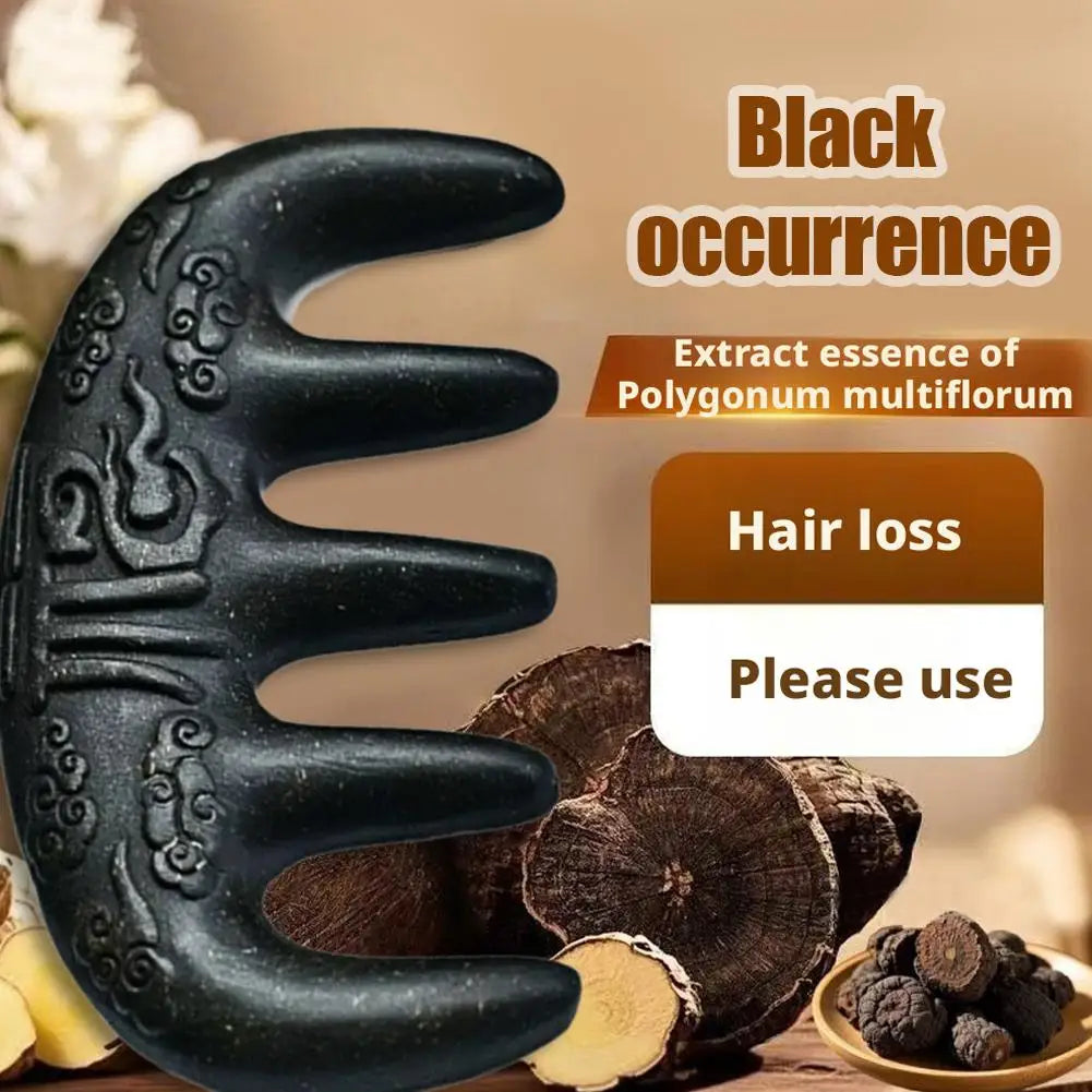 Polygonum Multiflorum Massage Comb Natural Handmade Five-tooth Meridians Scalp Massager Wide Tooth Comb Head Scraping Massage Quake