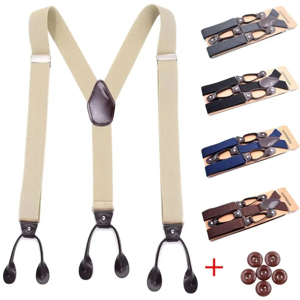 Adult Trimmed Button End Leather Y Shape Adjustable Strap Clip Elastic Braces Braces Suspenders Trouser Straps Belt Quake
