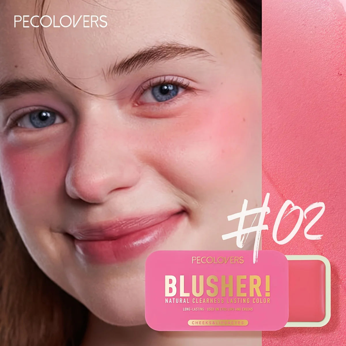 PECOLOVERS Waterproof Blush Cream - Long-Lasting, High Pigmentation for All Skin Tones, Natural Cheek & Face Rouge Quake 02