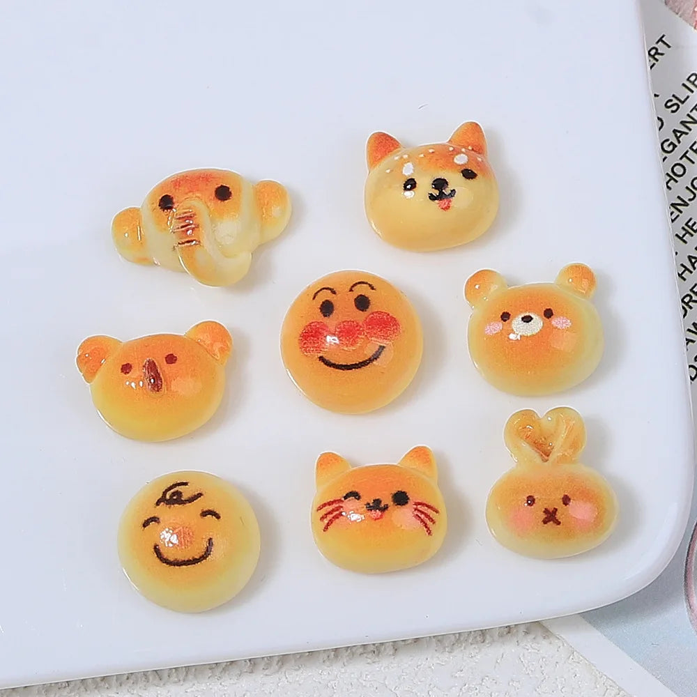40Pcs Mini Resin Cute Cartoon Dog Bread Flatback Cabochon Fake Food For Hair Bows Jewelry Making Miniature Dollhouse Accessories Quake