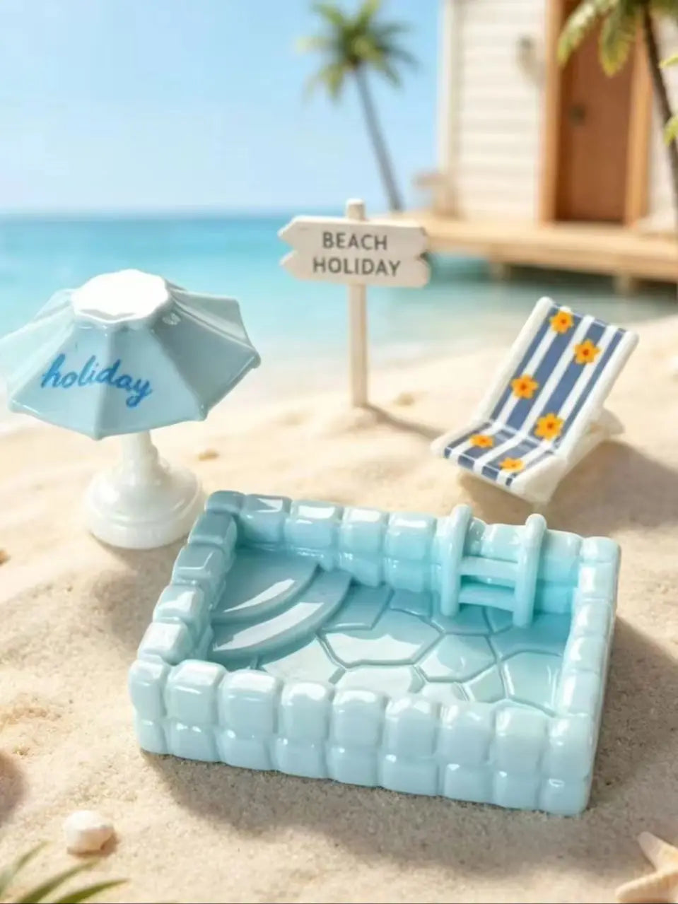 10Pcs Miniature Resin Swimming Pool For Dollhouse Summer Decor Fairy Garden Accessory Tiny Pool Scene Tropical Beach Diorama Quake