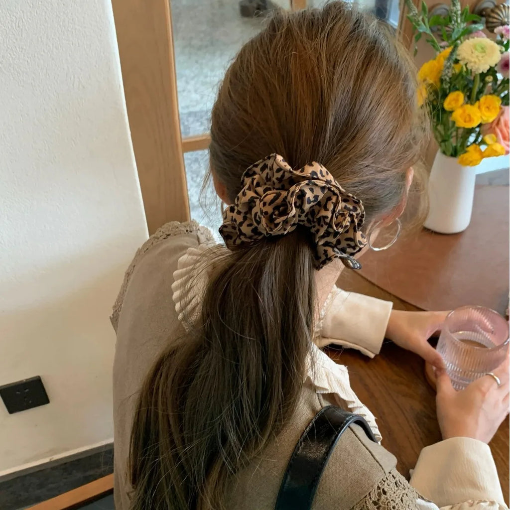 Korean Fabric Leopard Print Small Intestine Ring Headband New High Elastic Hair Band Women's Rubber Band Hair Accessories Quake