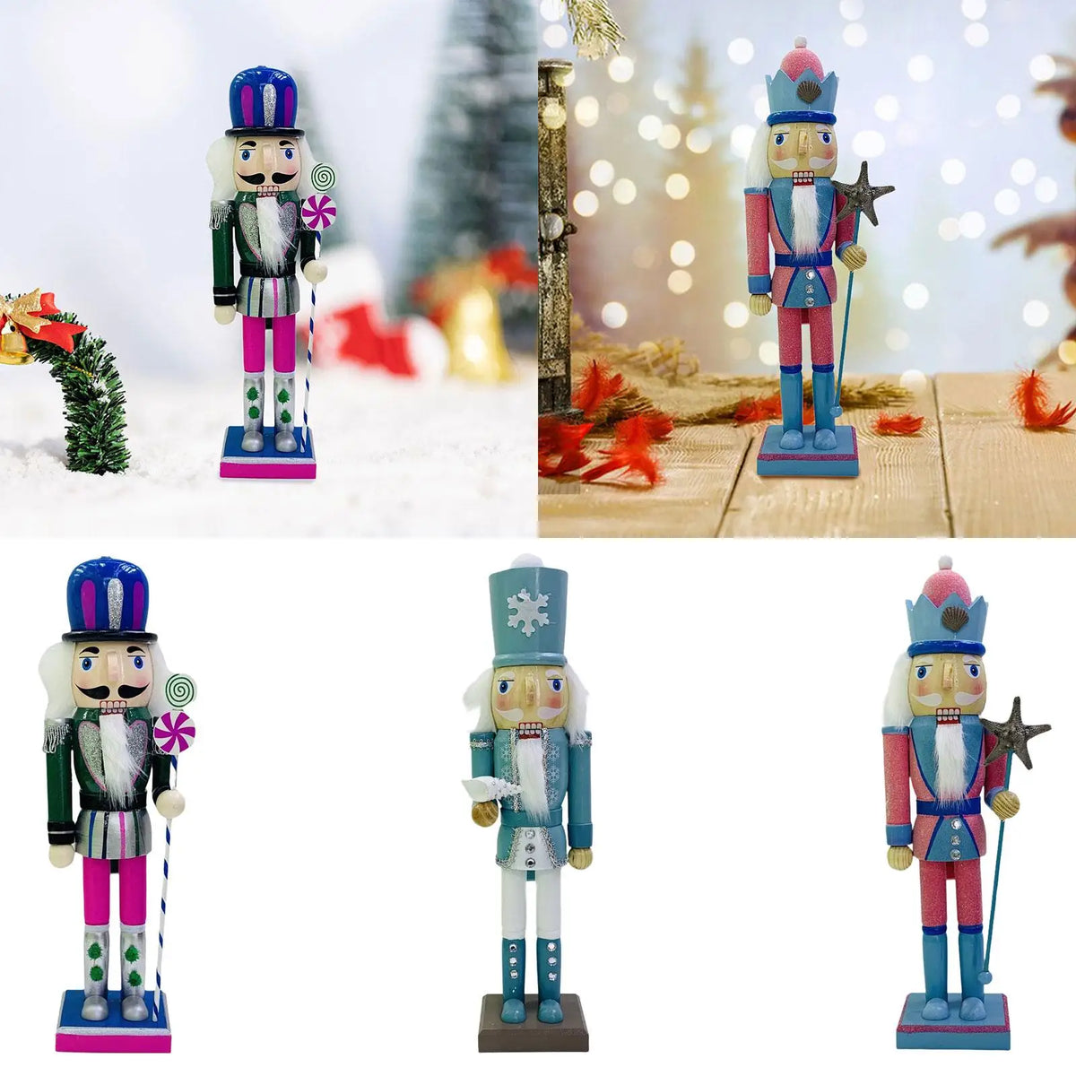 Christmas Nutcracker Figurine Collectibles Arts Crafts Christmas Gift Sculpture for Cabinet Festival Office Fireplace Bedroom Quake