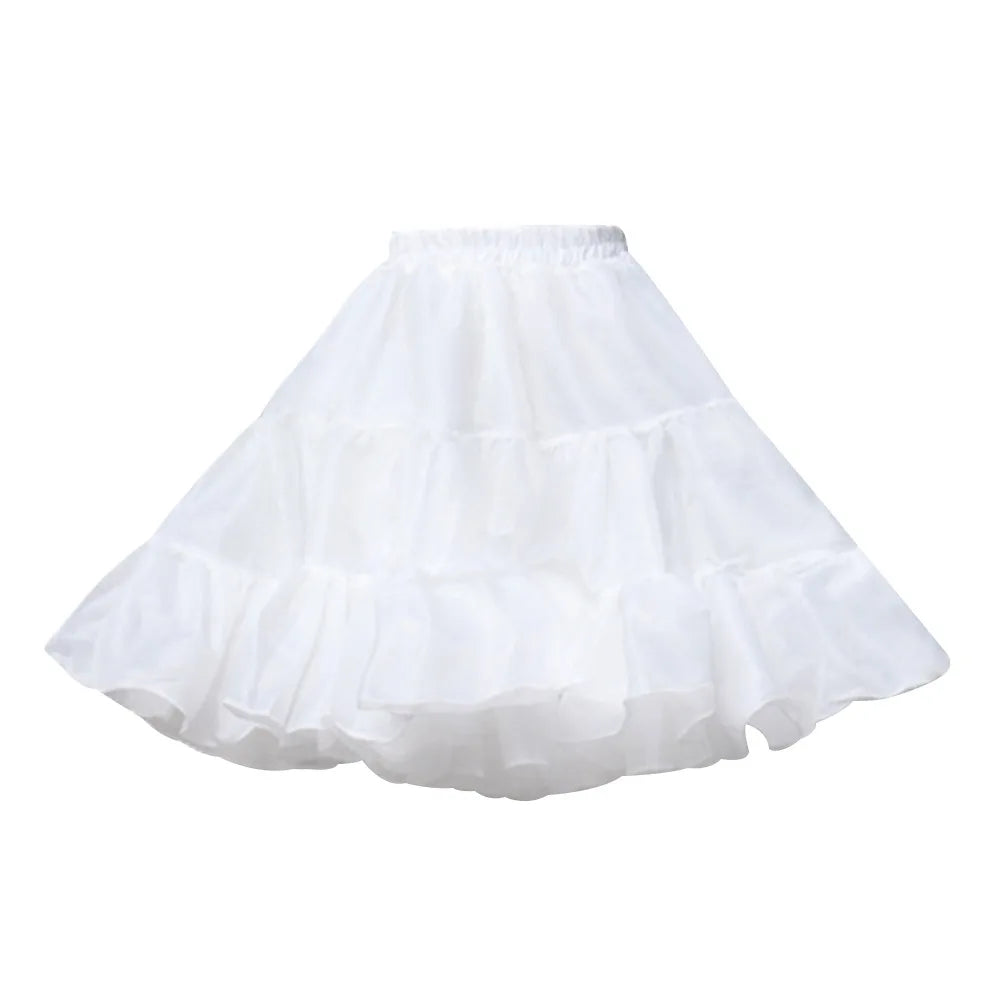 Fashion Without hoop Petticoat White JK Underskirt Crinoline Breathable Cosplay Flower Dress Accessories Quake White 60cm