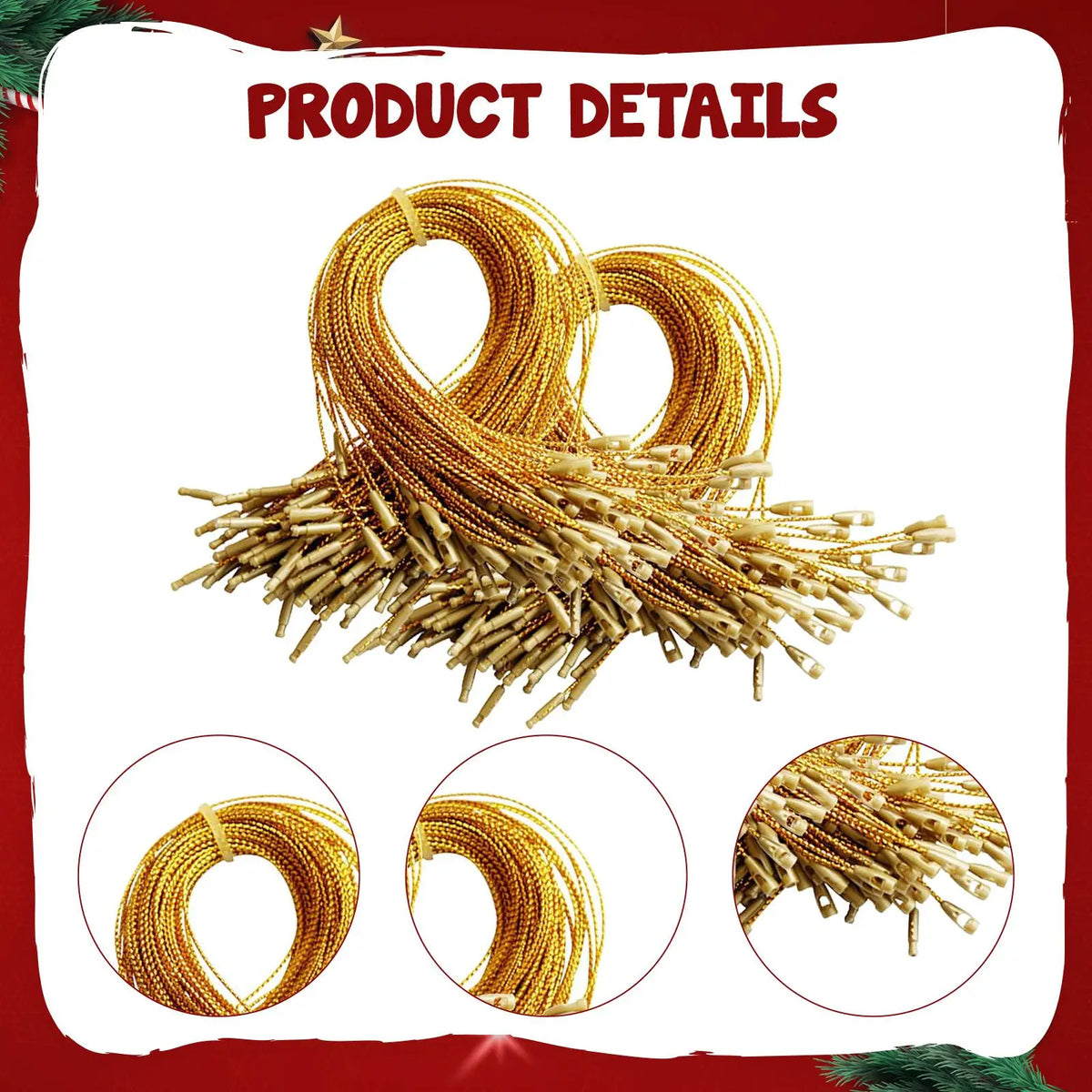 Precut String Christmas Ornament Hooks with Snap for Hanging Crystal Balls Crafts and Tags for Christmas Tree Decoration Quake