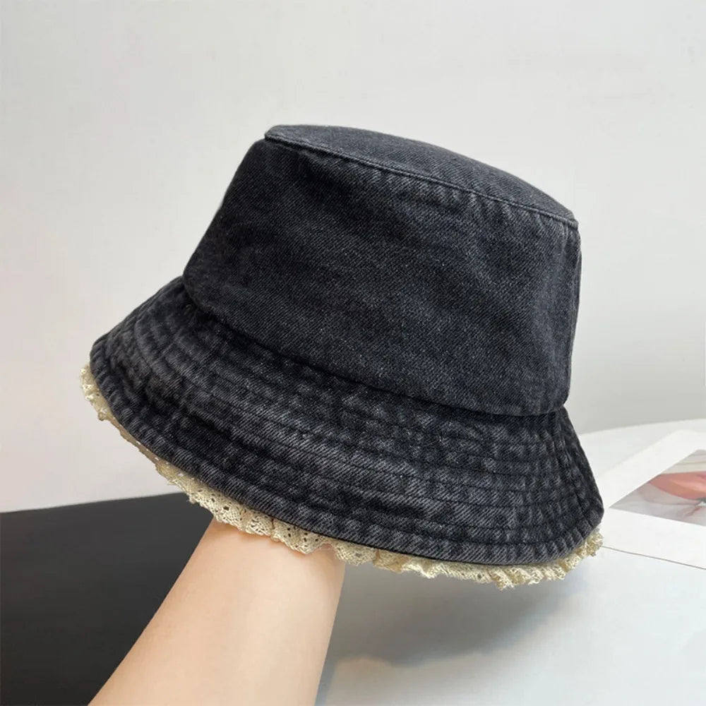 New Unisex Cotton Bucket Hats Solid Color Summer Sunscreen Panama Hat Multicolors Fabric Sunbonnet Quake 9