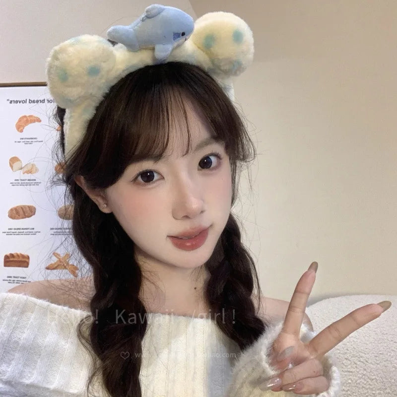 Cute Plush Cherry Bear Ear Headband Birthday Amusement Park Photo Wash Face Headband Sweet Cute Girls Hair Styling Accessories Quake xsy