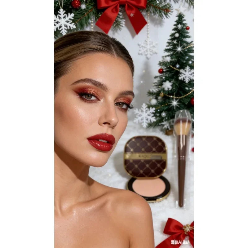 KAQIAI High Definition Double Layer Powder: Concealer, Contour, Wet & Dry, Hydrating, Long-Lasting Makeup Setting Powder Quake