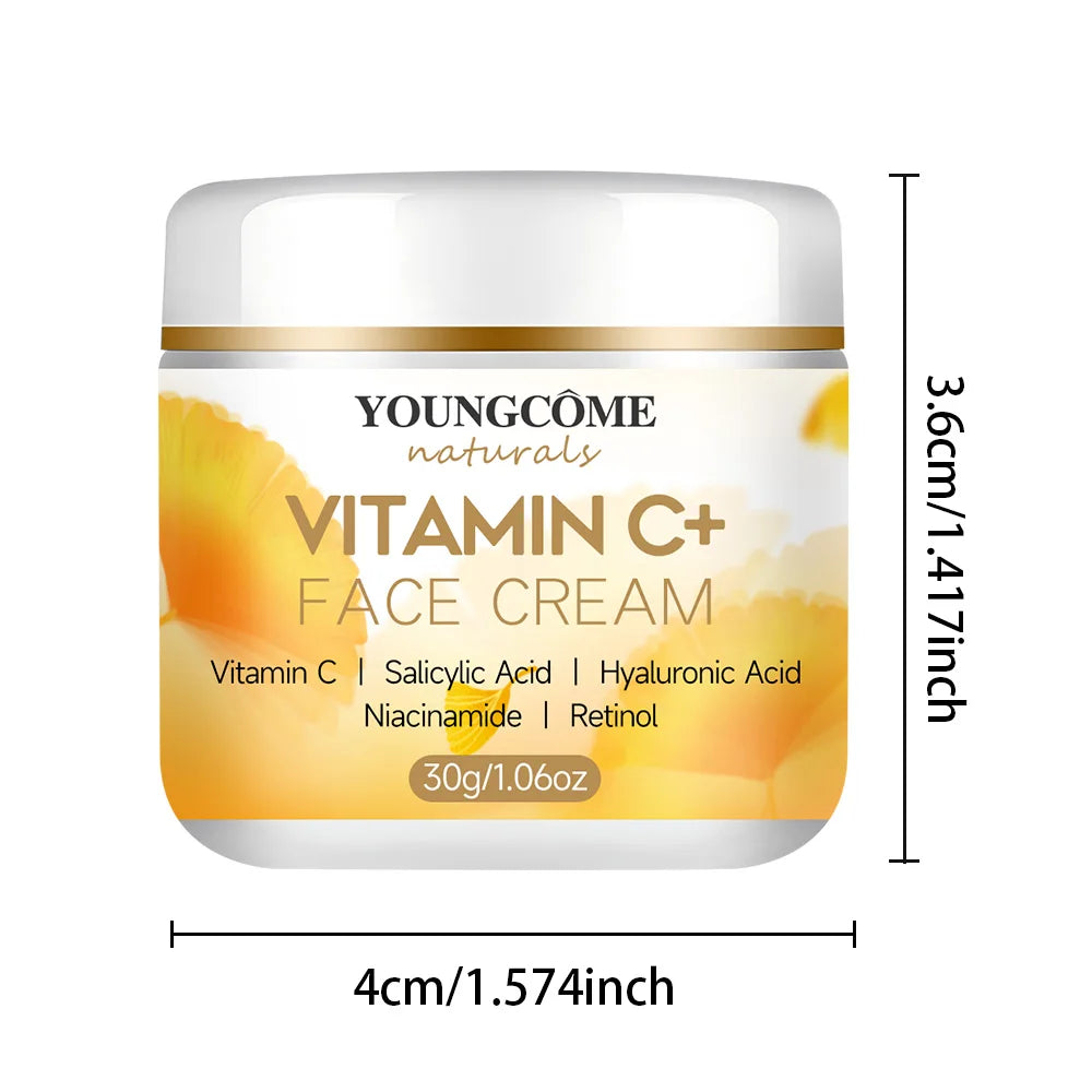 YOUNGCOMEN Vitamin C Face Cream Retinol Moisturizing Firming Hyaluronic Lightening Repairing Smooth Skincare Whitening Creams Quake 30G