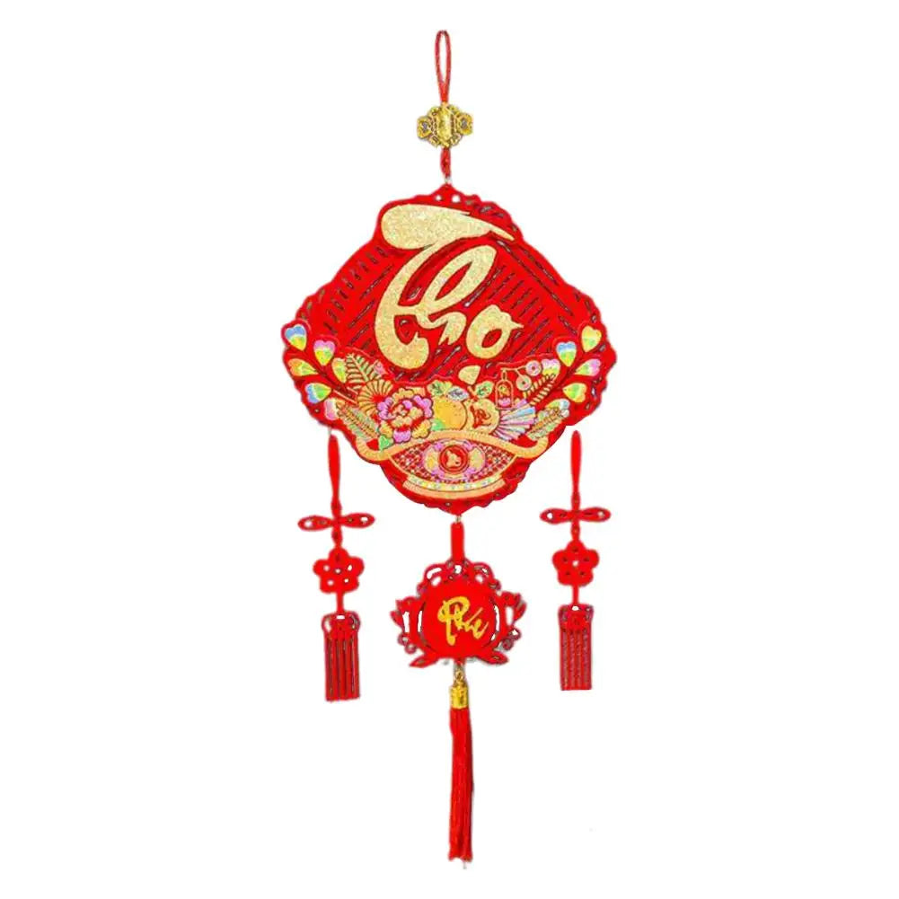 Vietnamese Spring Festival Festive Red Hanging Ornament Horse Year Symbol Tassel Traditional Wall Hanging Tet 2026 Celebration Quake D