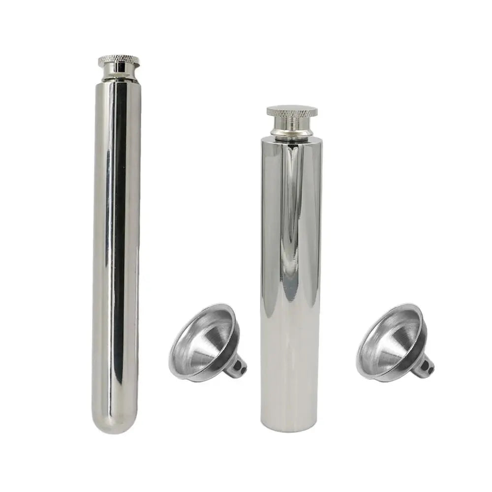 Portable Stainless Steel Tubular Wine Pot 55ml 60ml Reusable Hip Flasks Metal Wine Bottle Outdoor Quake