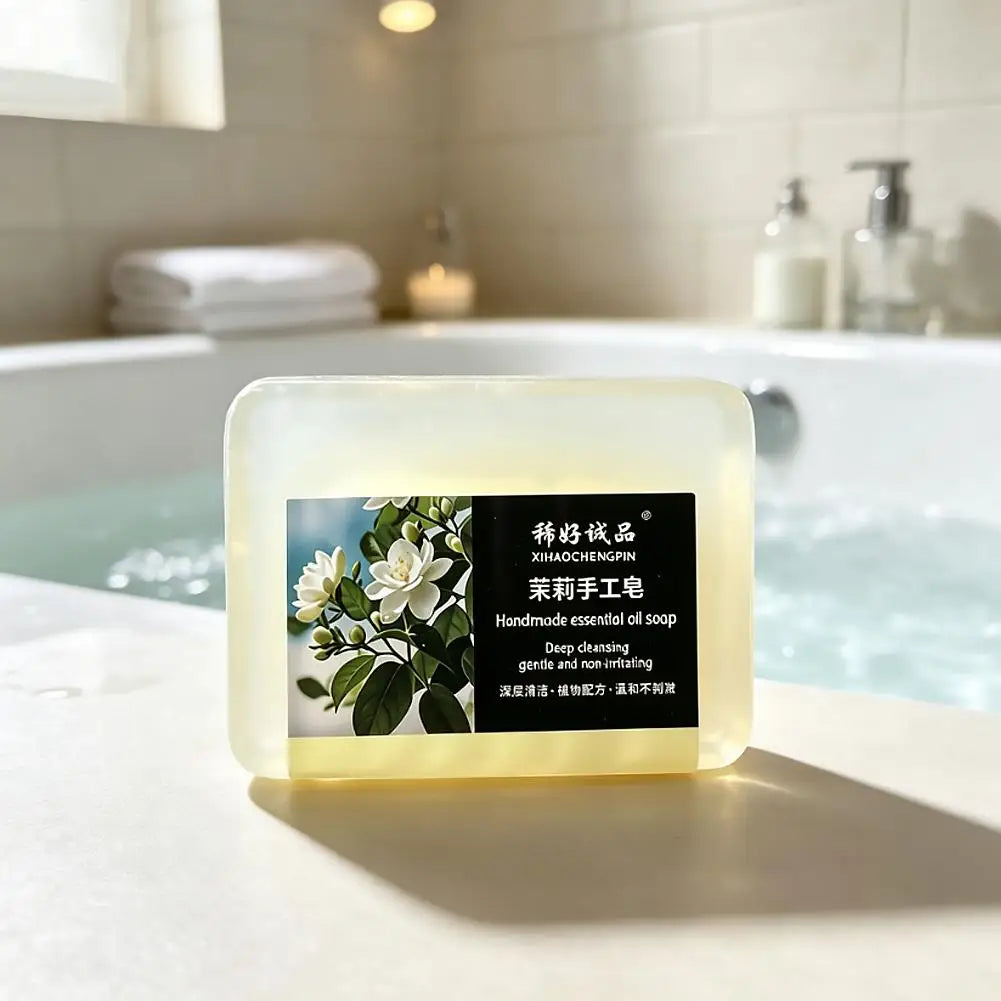 2PCS Jasmine Handmade Soap, Rich in Jasmine Extract, Softens Rough Skin, Replenishes Moisture and Cleanses Quake