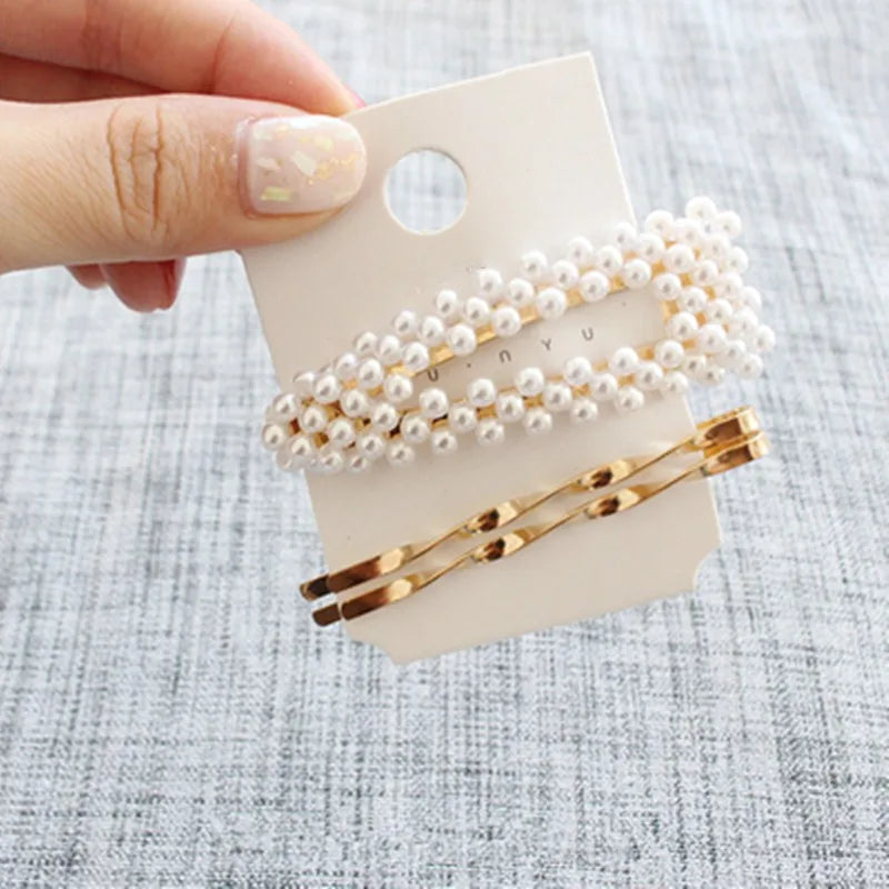 1/2/3/4Pcs/Set Women Pearl Metal Hair Clips Barrette Hairpin Hair Styling Accessories Tools Headdress New Arrival INS Hot Sale Quake NO.4