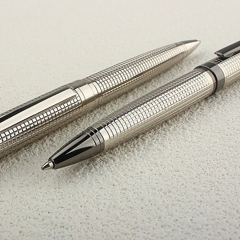 Metal Pen Stainless Steel Material Rotate Gel Pens Ink Blue Writing Ballpoint Pen Point 0.7mm for School Office Stationery Quake