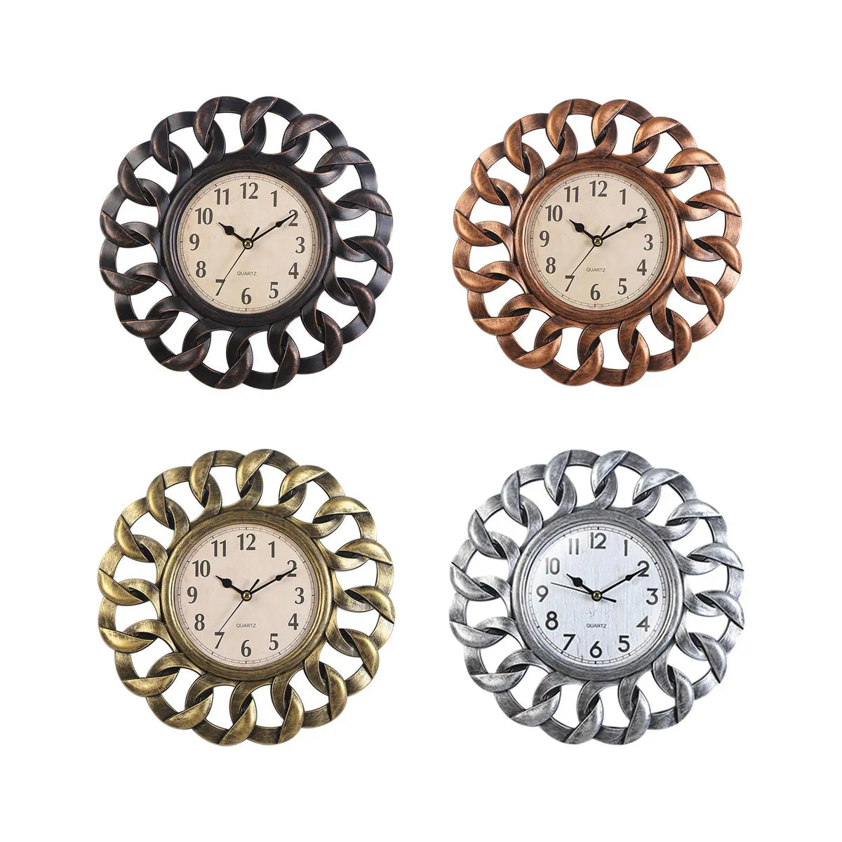 10inch Retro Wall Clock Vintage Non Ticking Quartz Battery Operated Easy Read for Kitchen Quake