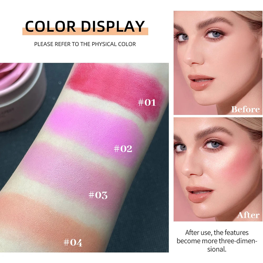 Single Color Matte Petal Blush Palette Highgloss Contouring Cream Contour Makeup Rouge for Women Beauty Cosmetics Makeup Palette Quake