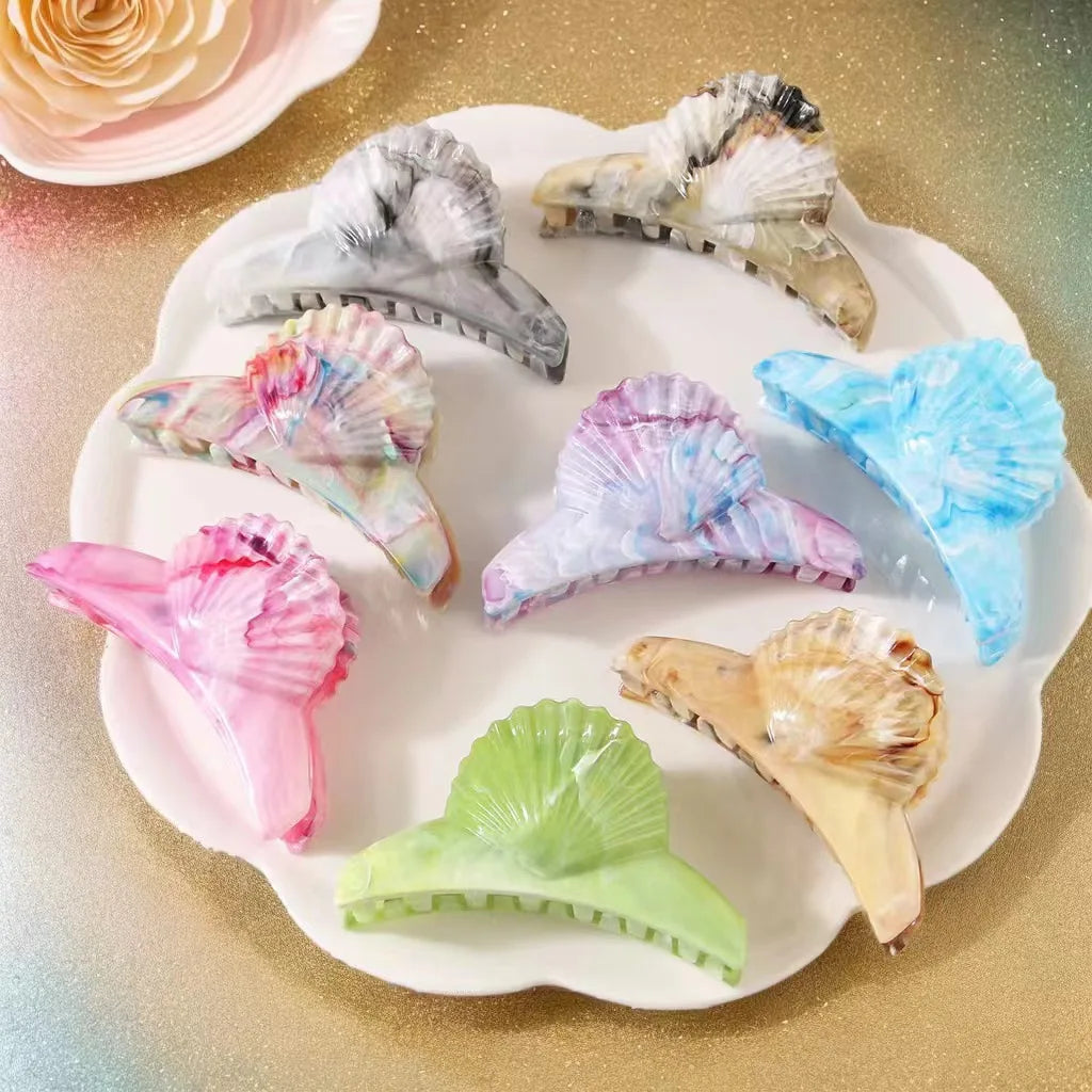 Acetate Shell Shaped Hair Clips Summer Vacation Hair Crab Hairgrip Headwear Beach Hairpins Hair Claws Women Styling Accessories Quake