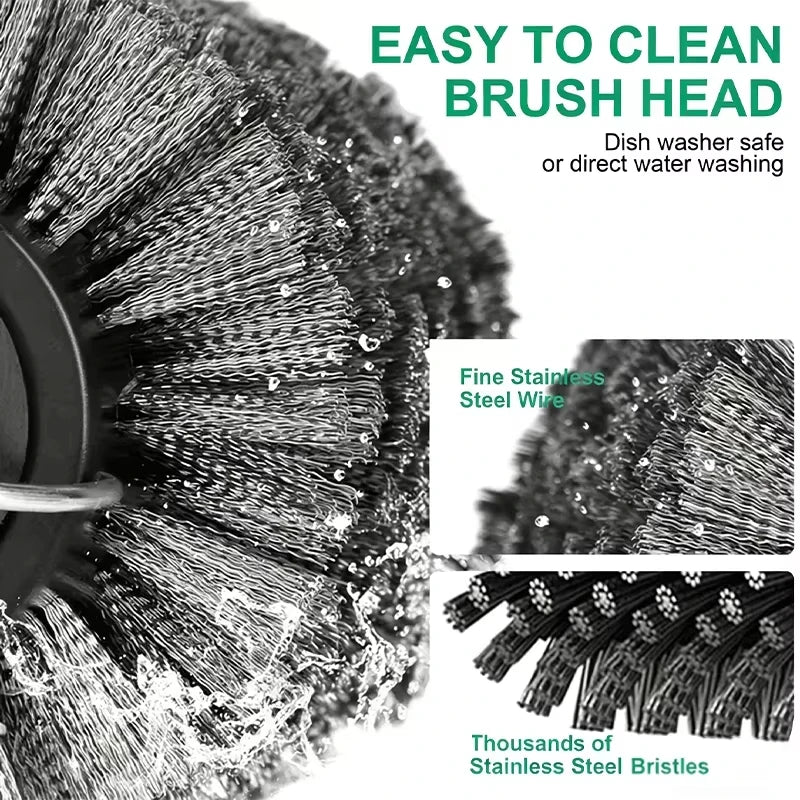Electric BBQ Cleaner Brush Wireless Stainless Steel Rotary Grill Brush for Outdoor Grill Steam BBQ Cleaning Brush Accessoires Quake