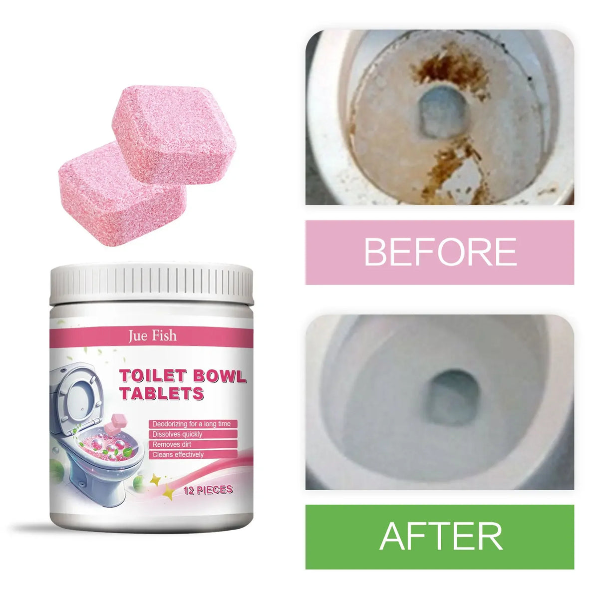 Toilet Effervescent Tablets Remover Yellow Urine Dirt Tank Descaling Cleaner Automatic Flushing Deodorant Toilet Bowl Cleaner Quake 24pcs
