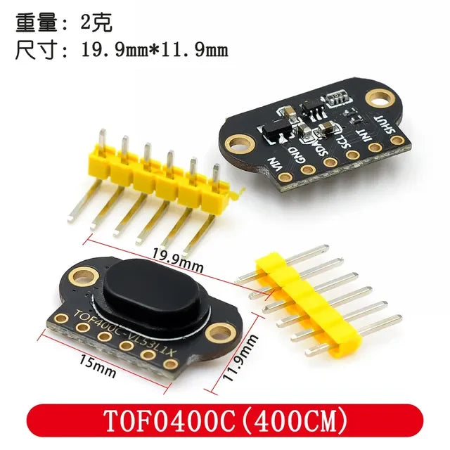 VL6180-VL53L0X/VL53L1X Time of Flight (ToF) Laser Ranging Sensor Module TOF050C TOF200C TOF400C 50CM/2M/4M IIC For Arduino STM32 Quake TOF400C