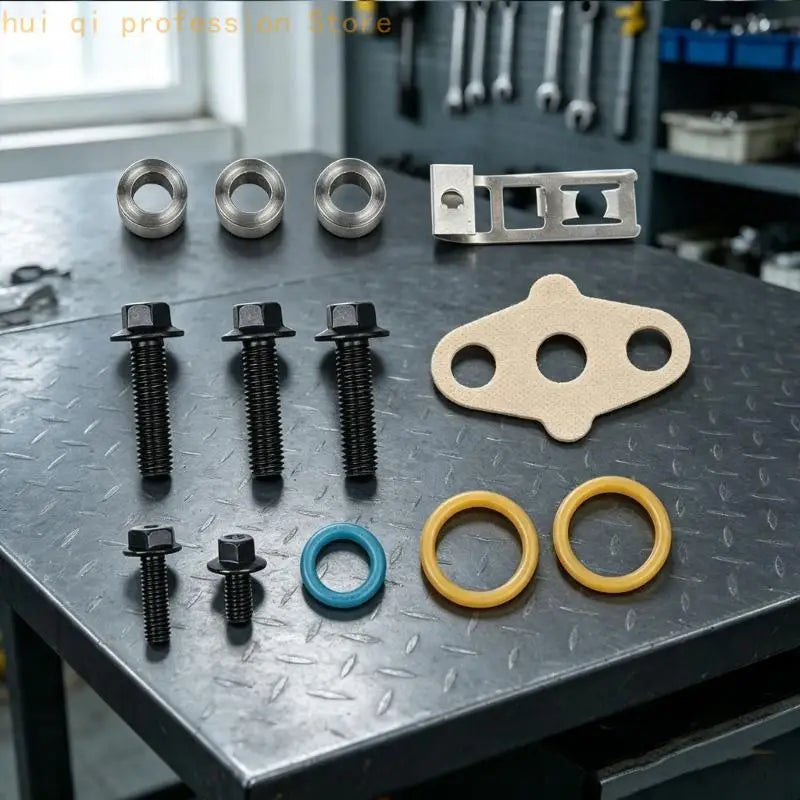 Turbocharger Mount and Seal Hardware 904-234 3C3Z-9T514-AD Replacement, Installation Gasket Set with Bolts Sleeves and Bracket Quake