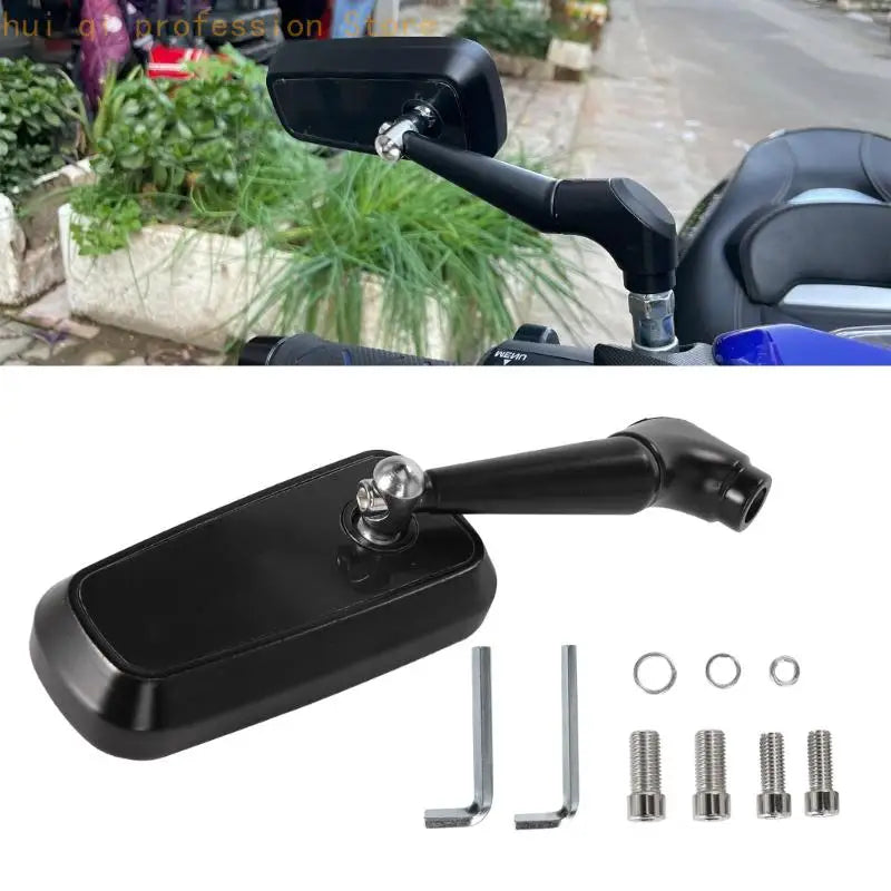 Motorcycle Mirror with Ball Joint Adjustment and Blue Mirror Lens H8WE Quake