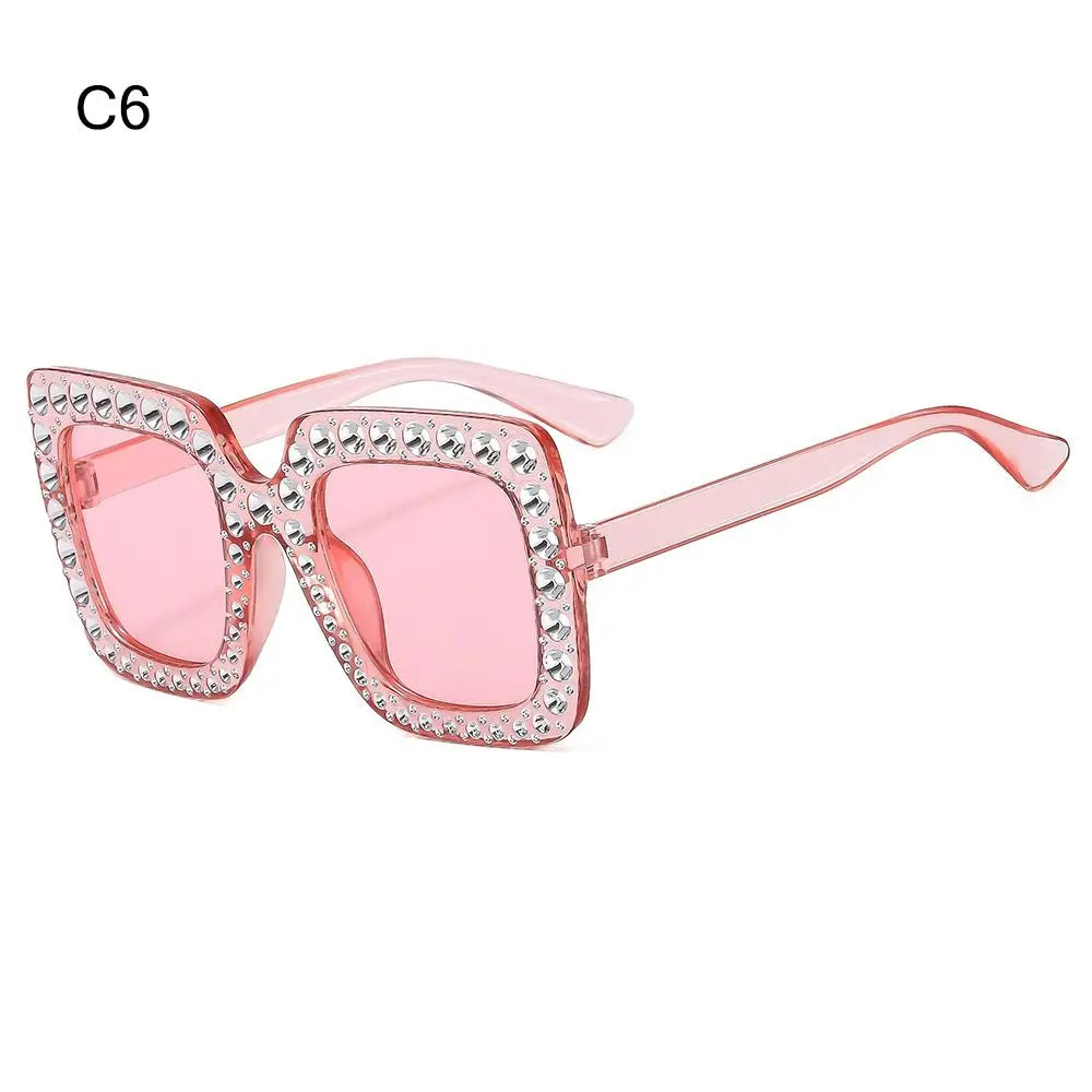 Bling Crystal Sunglasses for Kids Fashion Rhinestone Square Sun Glasses Children Trendy Retro Sparkling Shades UV400 Eyewear Quake C6