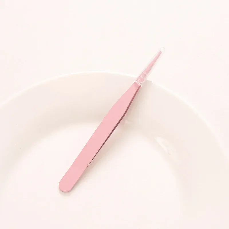 Macaroon Nail Art Decor Eyelashes Tweezers Tweezer Scrapbook Sticker Tapes Picking Stainless Clips DIY False Eyelashes Tools Quake Pink Z