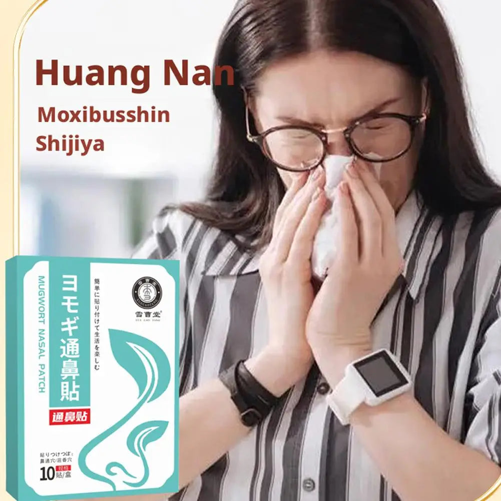 10pcs Nasal Congestion Relief Patch Moxibustion Wormwood Patch Herbal Nasal Care Sticker Nose Health Pad Wholesale Quake