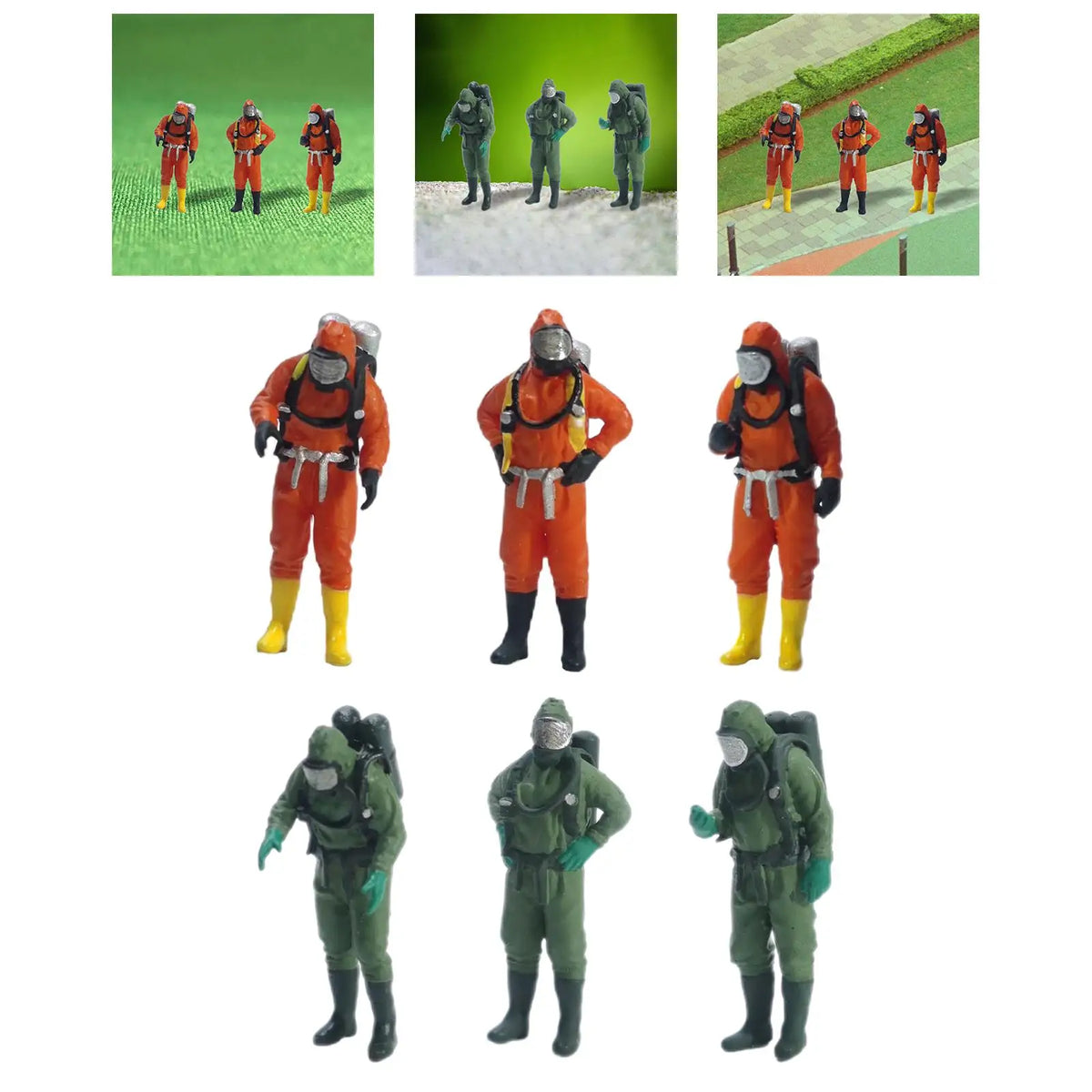 3x Miniature People Figure Miniature Fireman Man Role Play Figure Realistic Character Doll Diorama Architectural Building Quake