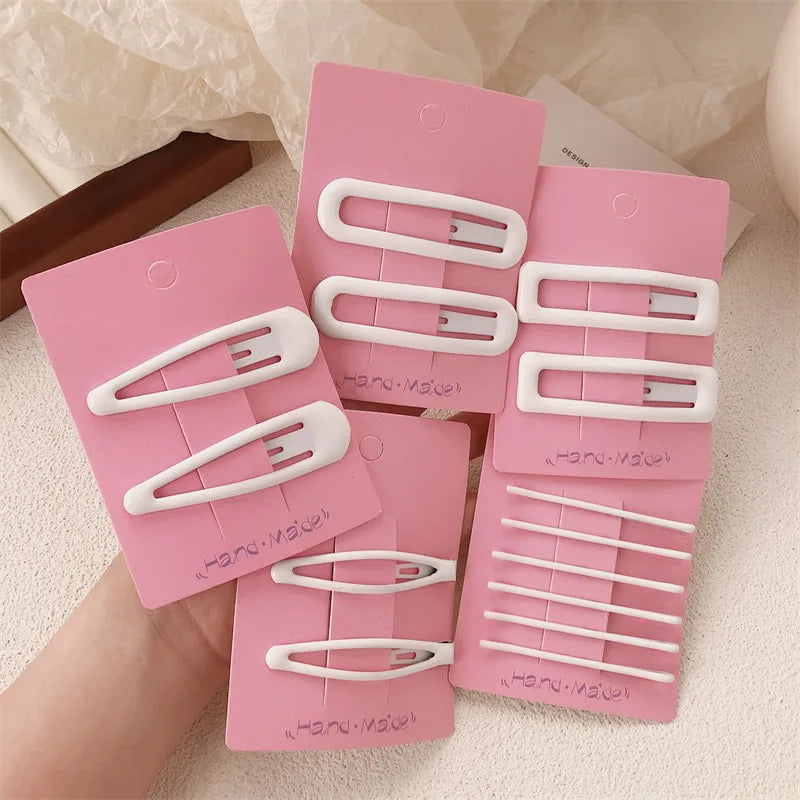 White hairpin female summer forehead side bangs clip nurse hat fixed hairpin sweet bb clip one-word clip headdress Quake