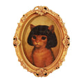 Vintage Wood Oval Photo Frame Fridge Magnet Lovely Wig Cat Pattern Refrigerator Magnetic Sticker Home Kitchen Decoration Quake A