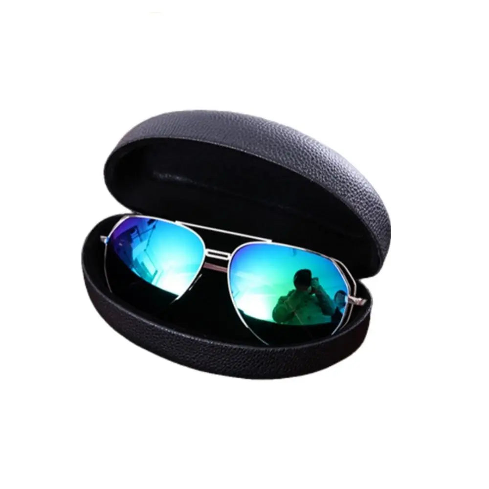 Fashion Men and Women Leather Iron Box Glasses Case Sunglasses Case Sunglasses Box Quake black