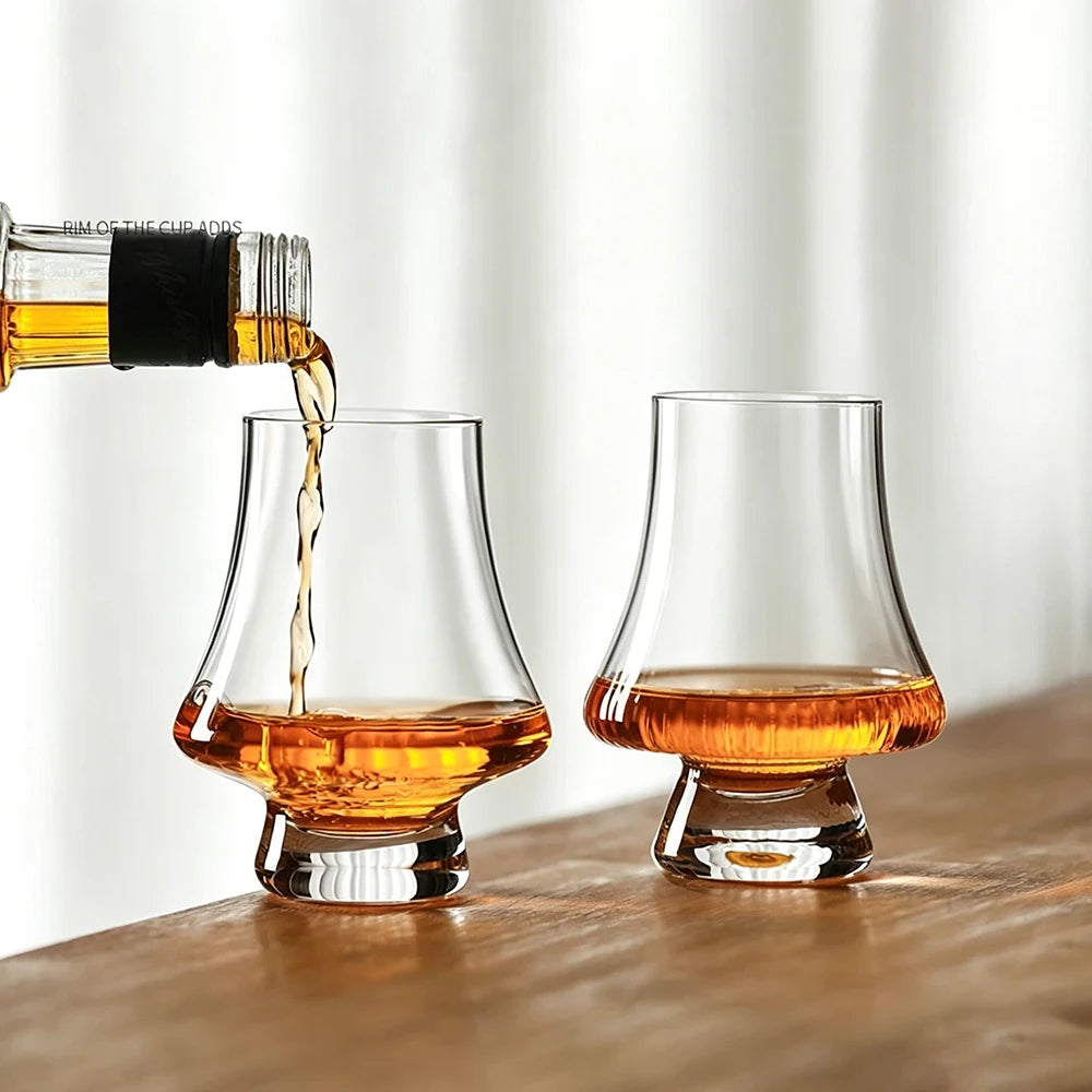 YWDL 250ml Lead Free Crystal Whiskey Glasses Scotch Bourbon Tasting Glass Set Glass Tumbler For Whisky Cognac Brandy Cocktail Quake