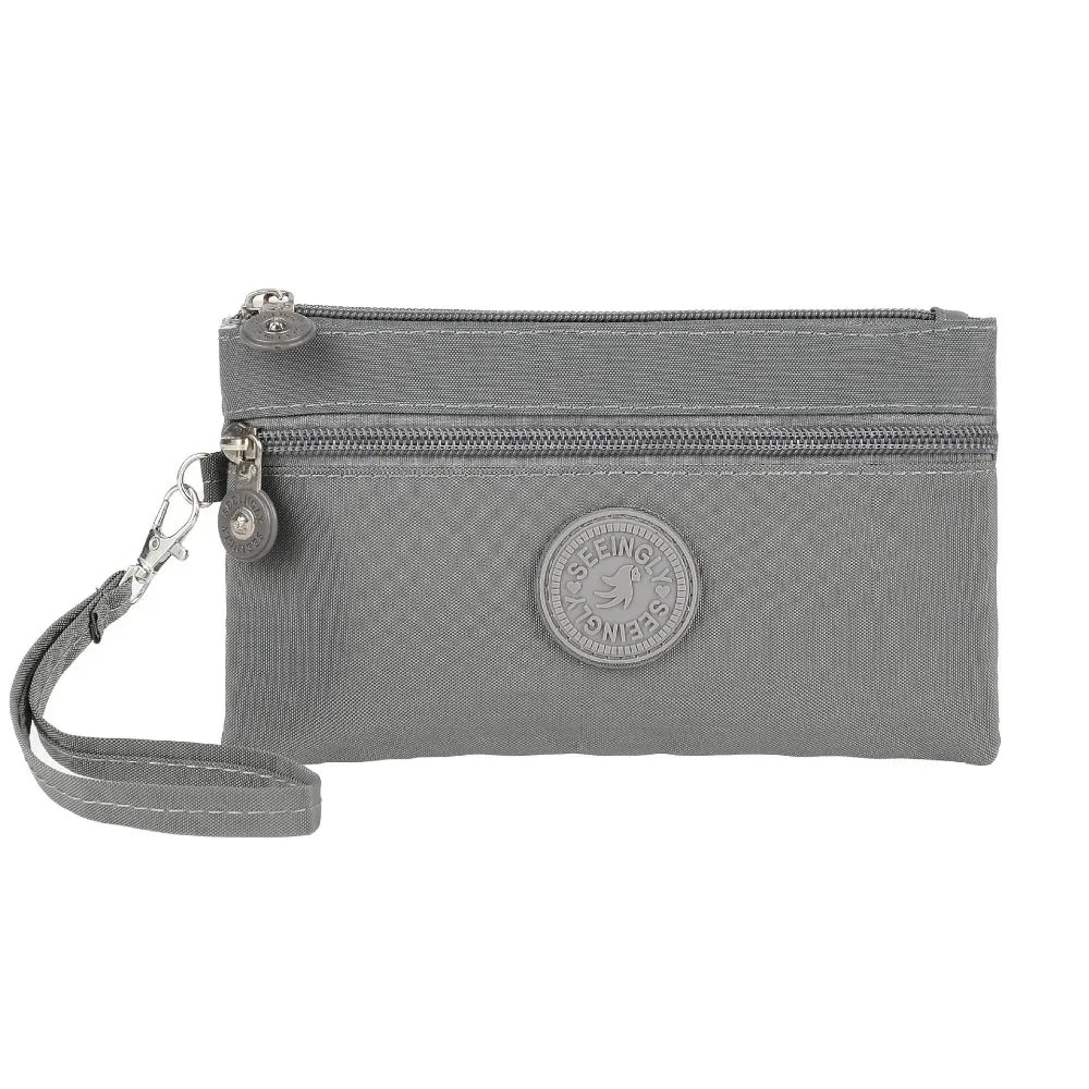 New Waterproof Women Wallet Wear-resistant Durable Coin Purse Portable Nylon Zipper Clutch Ladies Quake Grey