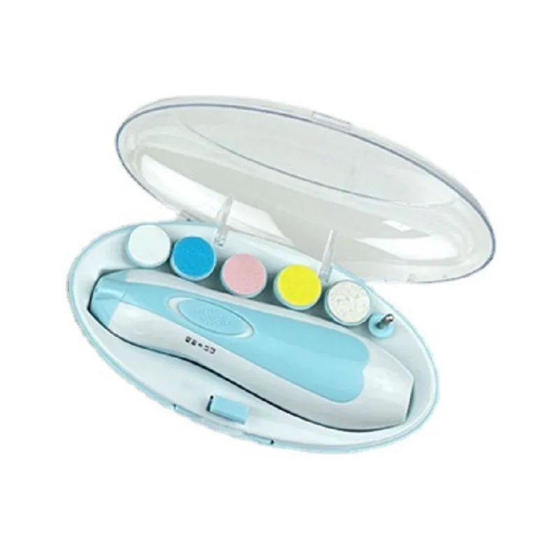 Manicure Suit Portable Six-in-one Multi-head Baby Nail Grinder Electric Anti-scratch Children Anti-meat Nail Clipping Quake B243 Blue
