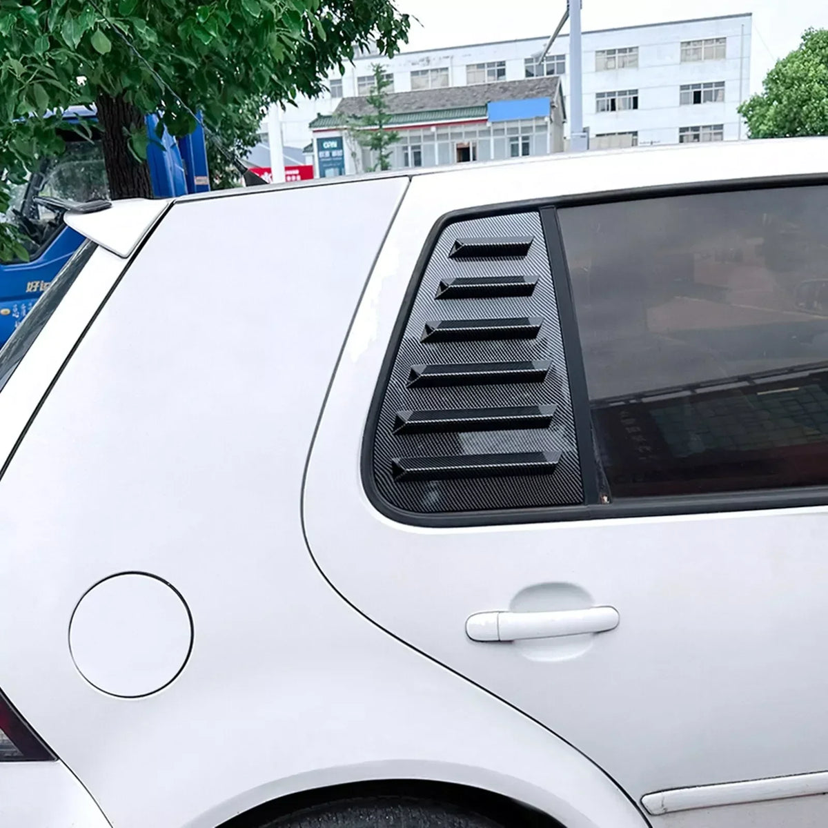 For Volkswagen GOLF 4 MK4 1997-2006 Car Rear Louver Window Side Shutter Cover Trim Sticker Vent Scoop ABS Carbon Fiber Black ABS Quake