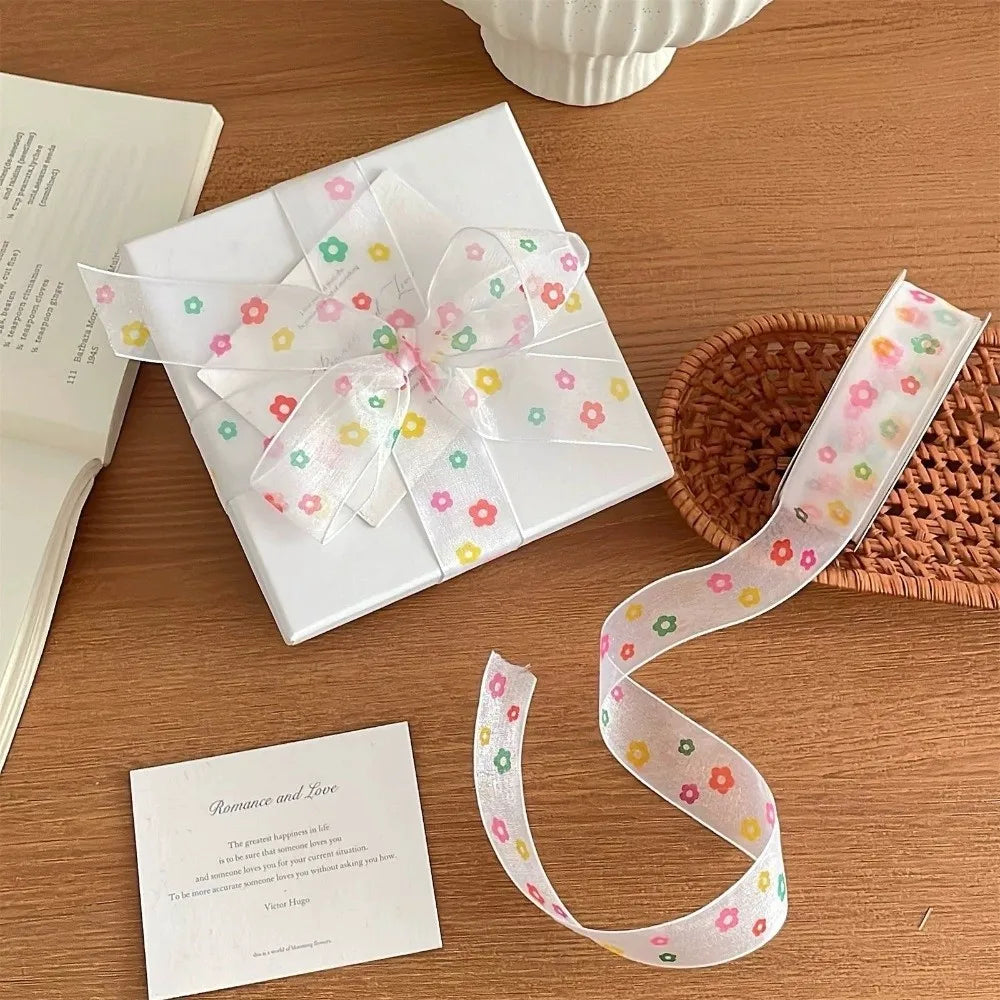 Colorful Gift Wrapping Ribbon Polka Dots Polyester Gift Box Decorative Ribbon Bowknot Clear Packaging Box Ribbon Valentine's Day Quake C