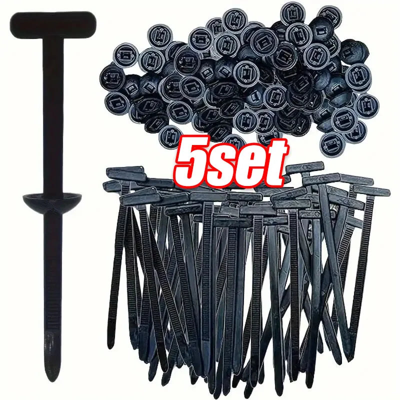 Universal Nylon Cable Tie Buckle Auto Fastener Screw Replacement Clip Car Fender Trunk Engine Guard Panel Wire Management Secure Quake 5SET