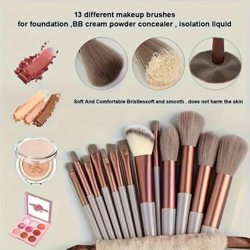 13/33pcs Professional Makeup Brush Set with Accessories for Combination Skin- Featuring Soft Brushes，Suitable for Beginners Quake