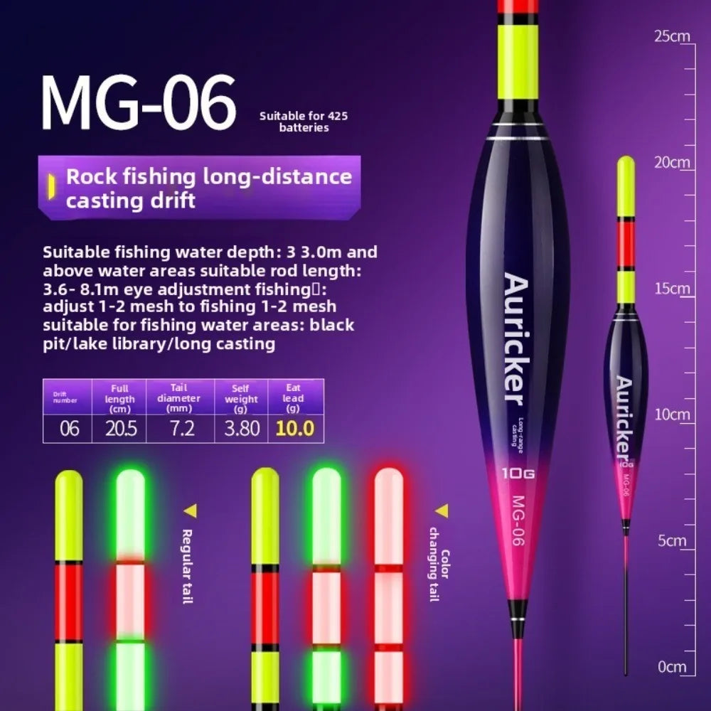 Indicator Electronic Fishing Float Buoy Strike Gravity Sensor Light Float Slip Drift Tube Bite and Change Colour Quake MG-06