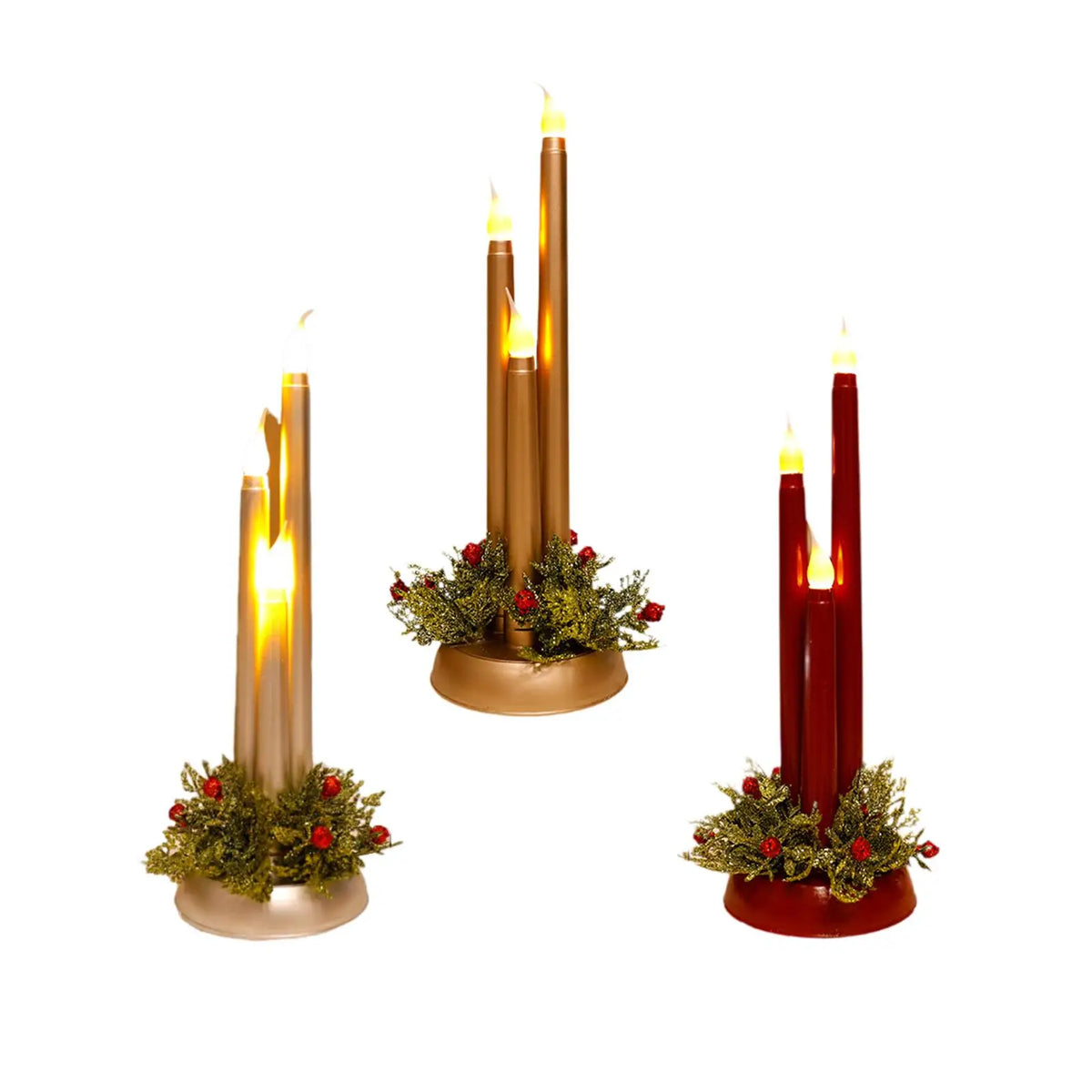 Flameless Christmas Candles, LED Candles, Photo Props, 12 Inch Tall Fake Quake